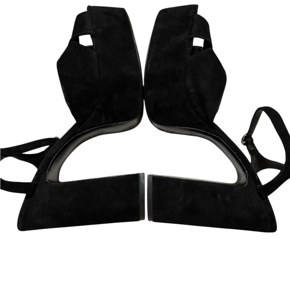 Marc Jacobs Black Suede Lust Platform Sandals Ankle Strap Chunky Heel Size 41/10 - Picture 6 of 8